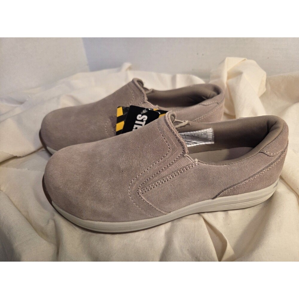 Brazos Women’s Workforce Slip On Shoes 7.5 M Suede Leather Steel Toe Work